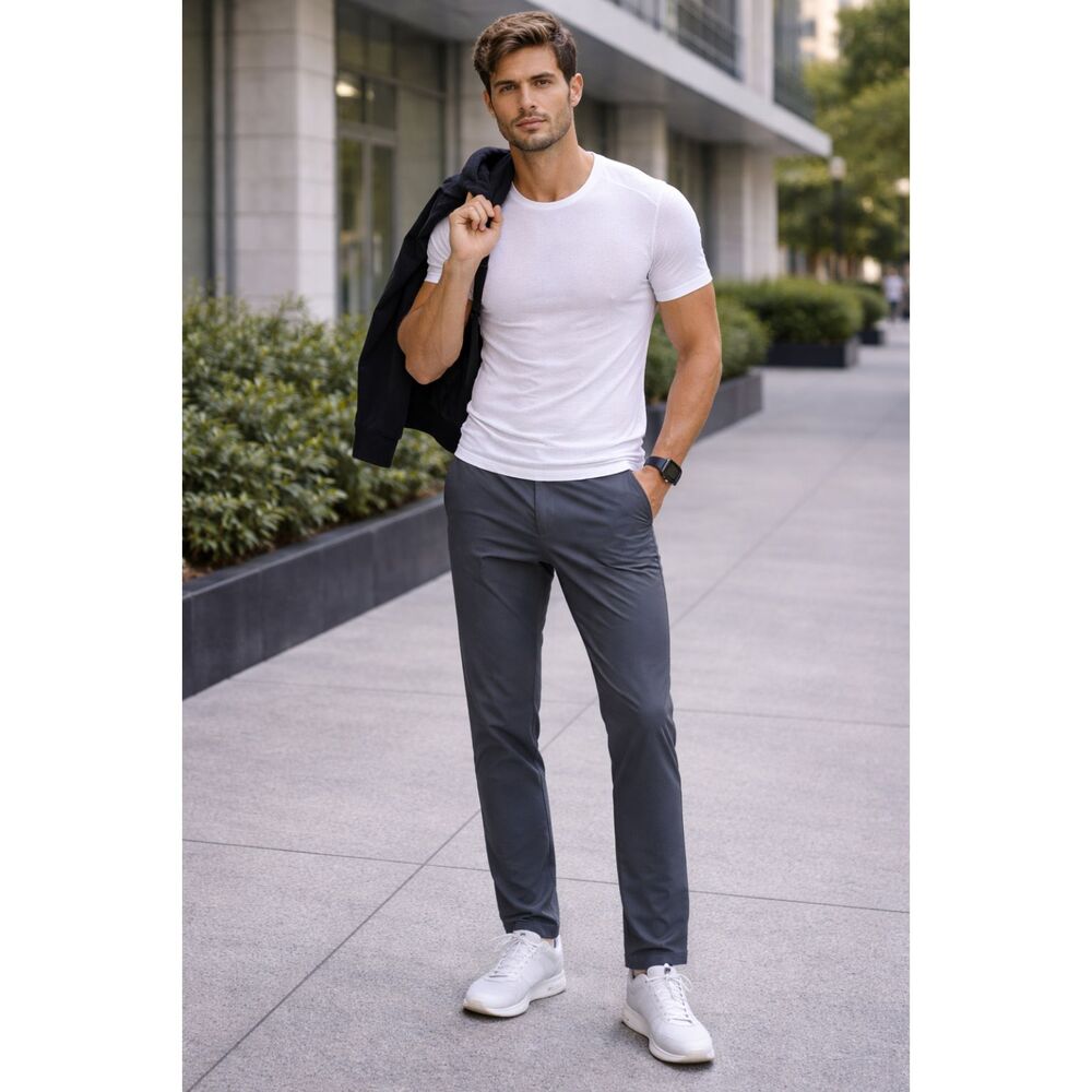 Lululemon Athletica Gray ABC Classic-Fit Warpstreme 5 Pocket Pants  Men Size 32